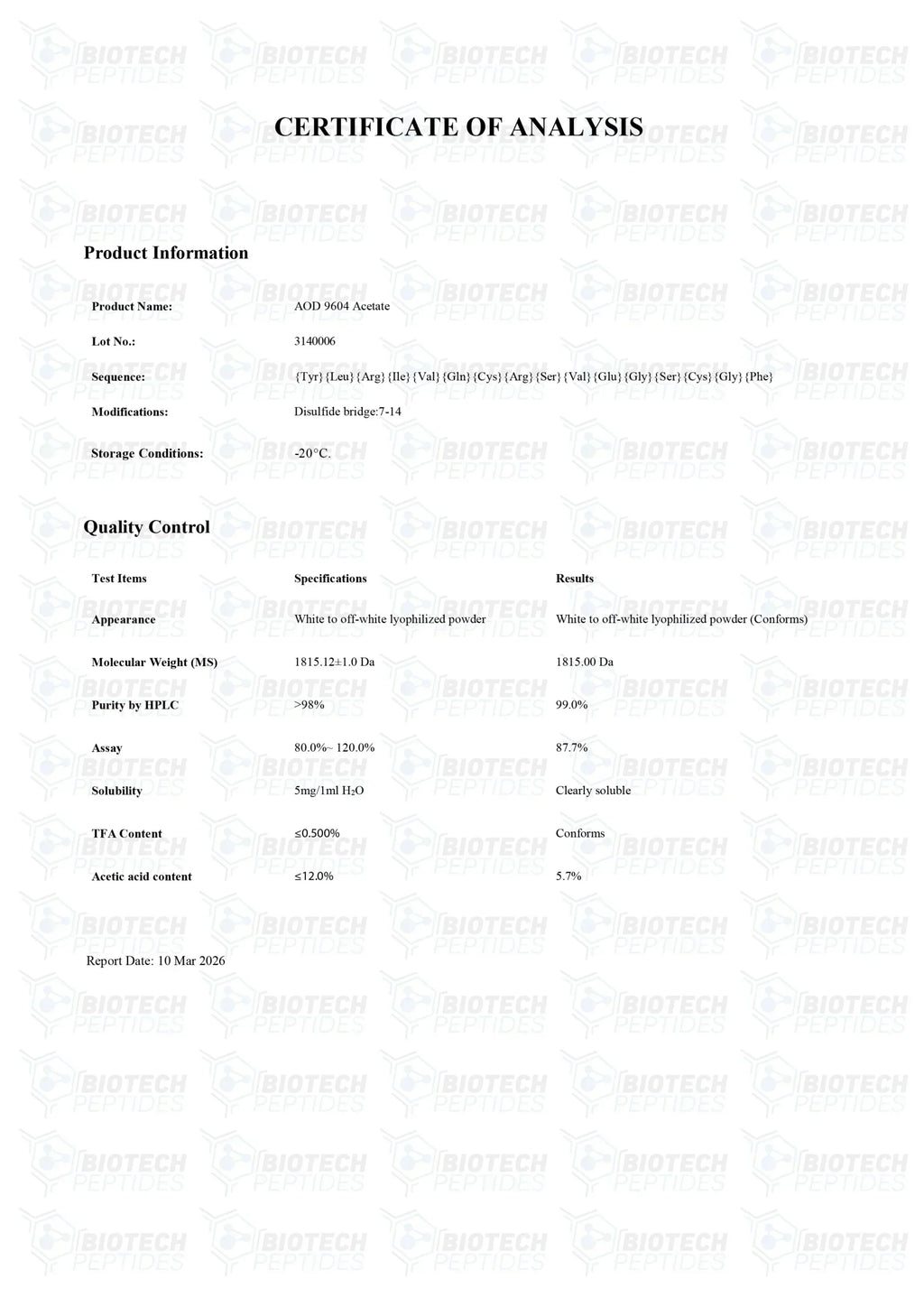(🔥Fat loss) AOD 9604 (5mg) - Biotech Peptides