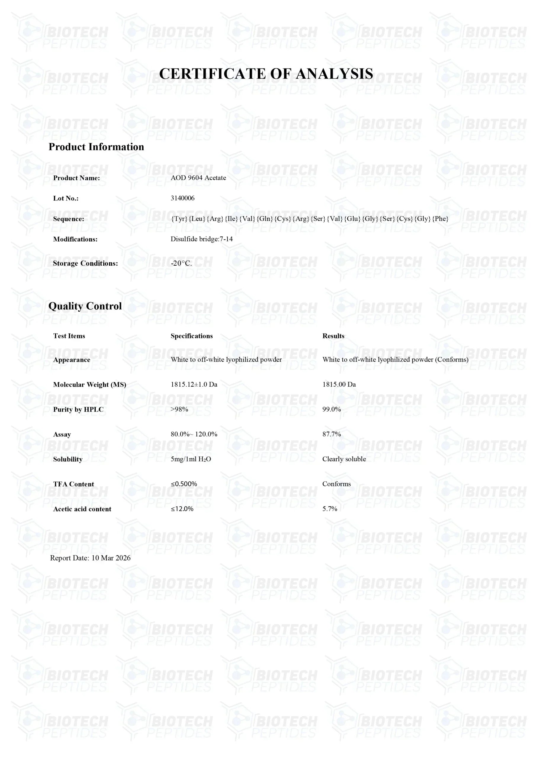(🔥Fat loss) AOD 9604 (5mg) - Biotech Peptides