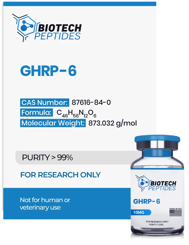 (💪  Recovery and Muscle-Building Support) GHRP-6 peptide - (10mg) - Biotech Peptides