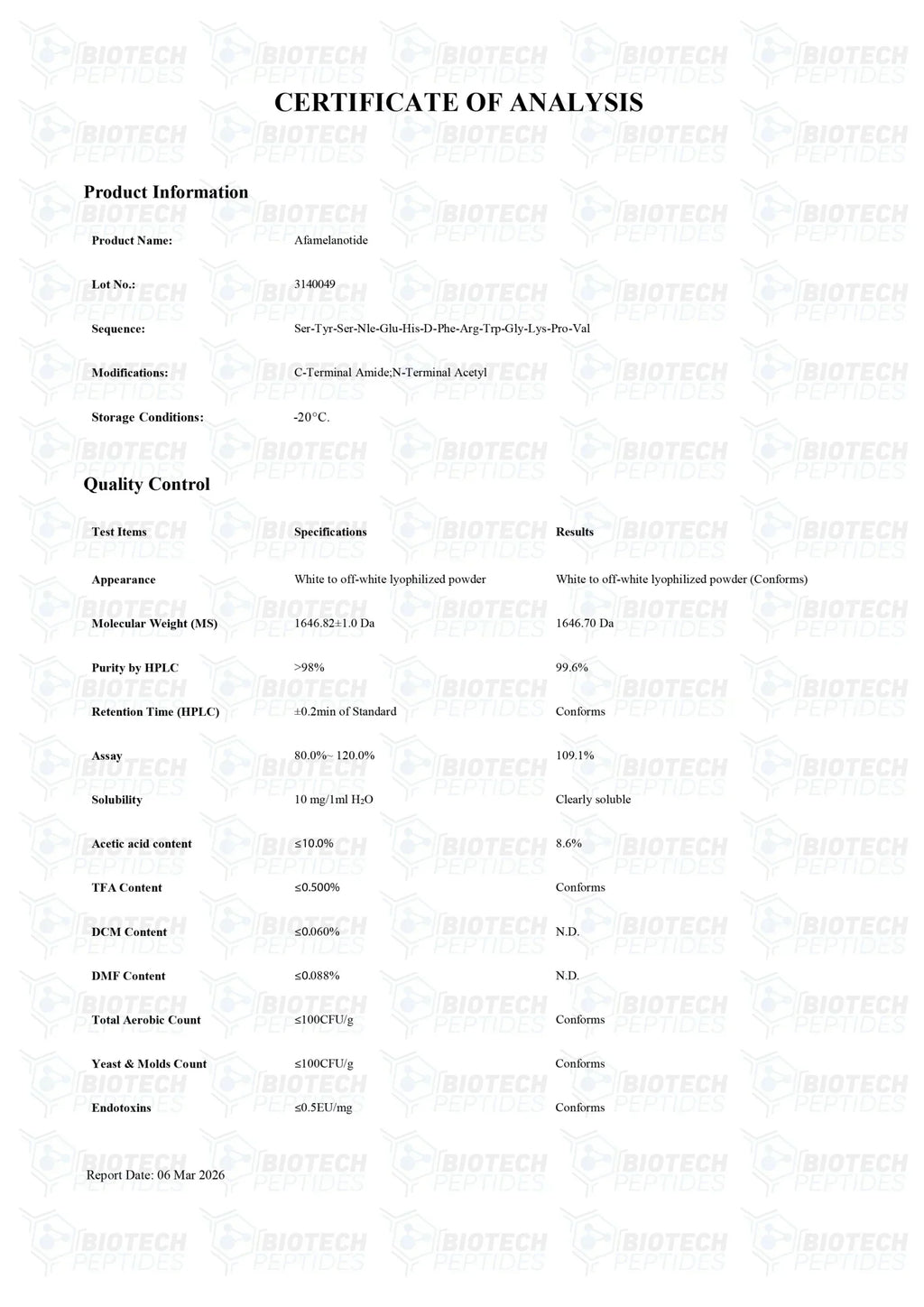 (🌴melanin production) Melanotan 1 (10mg) - Biotech Peptides