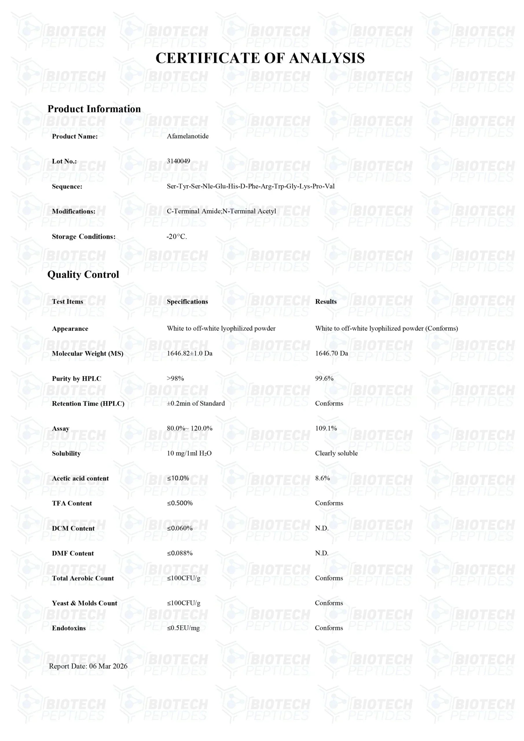 (🌴melanin production) Melanotan 1 (10mg) - Biotech Peptides