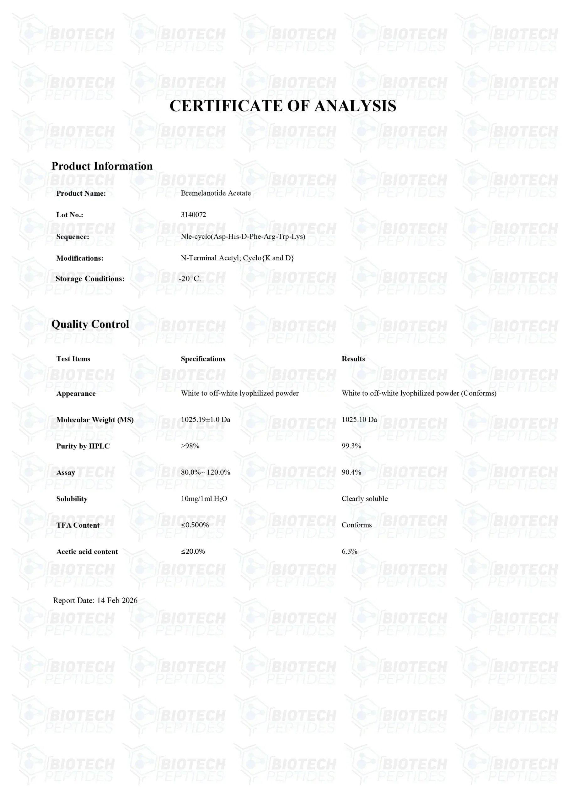 （❤️Sexual desire） PT-141 (Bremelanotide) Peptide (10mg) - Biotech Peptides
