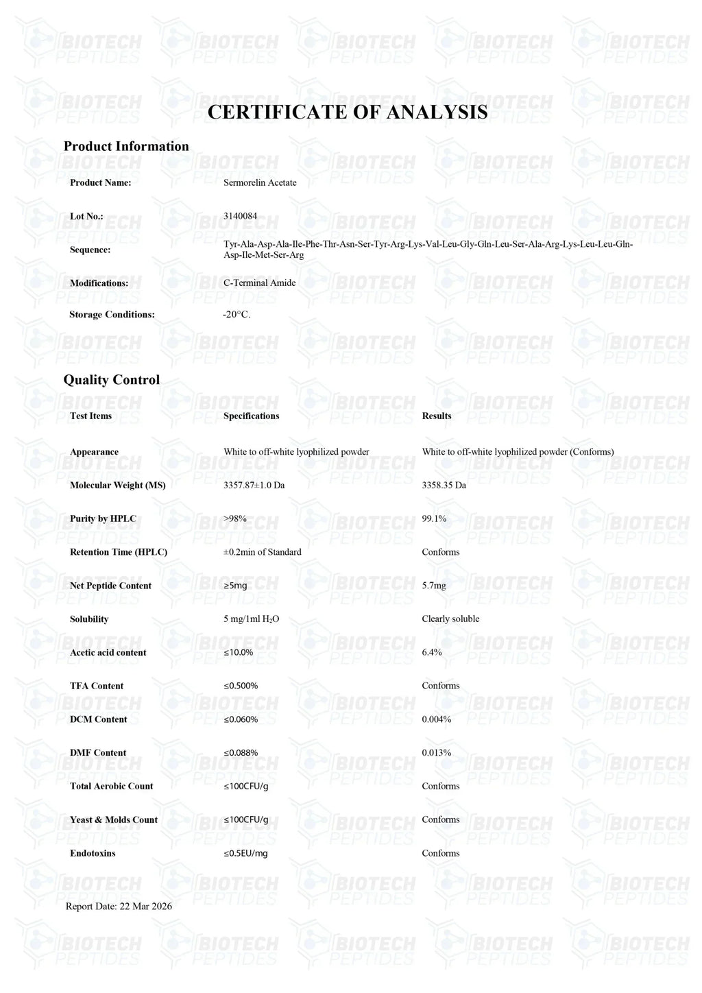 (🧠 Anti-aging) Sermorelin Peptide (5mg) - BiotechPeptides