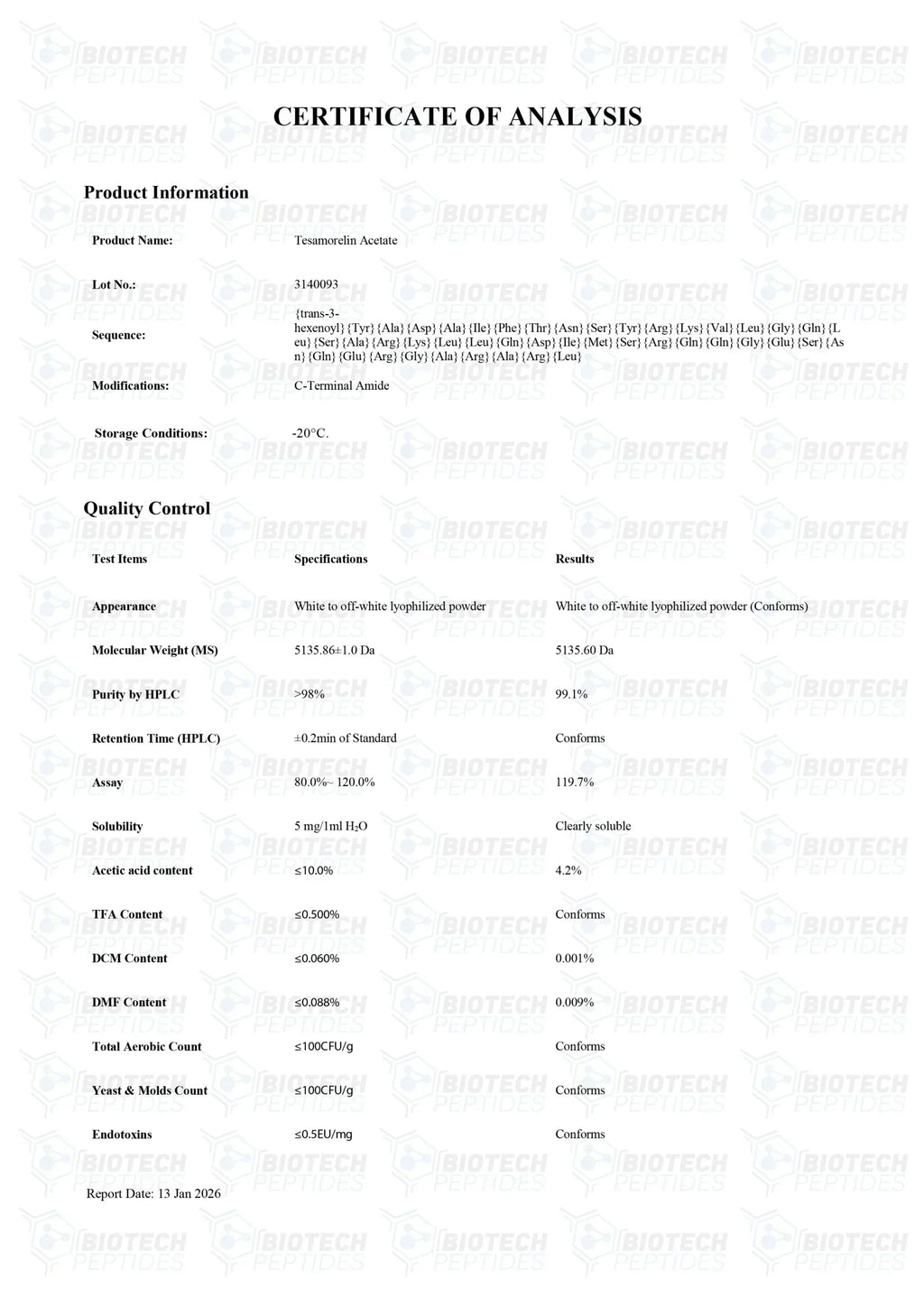 (🔥Reduce visceral fat) Tesamorelin Peptide (5MG & 10MG) - Biotech Peptides