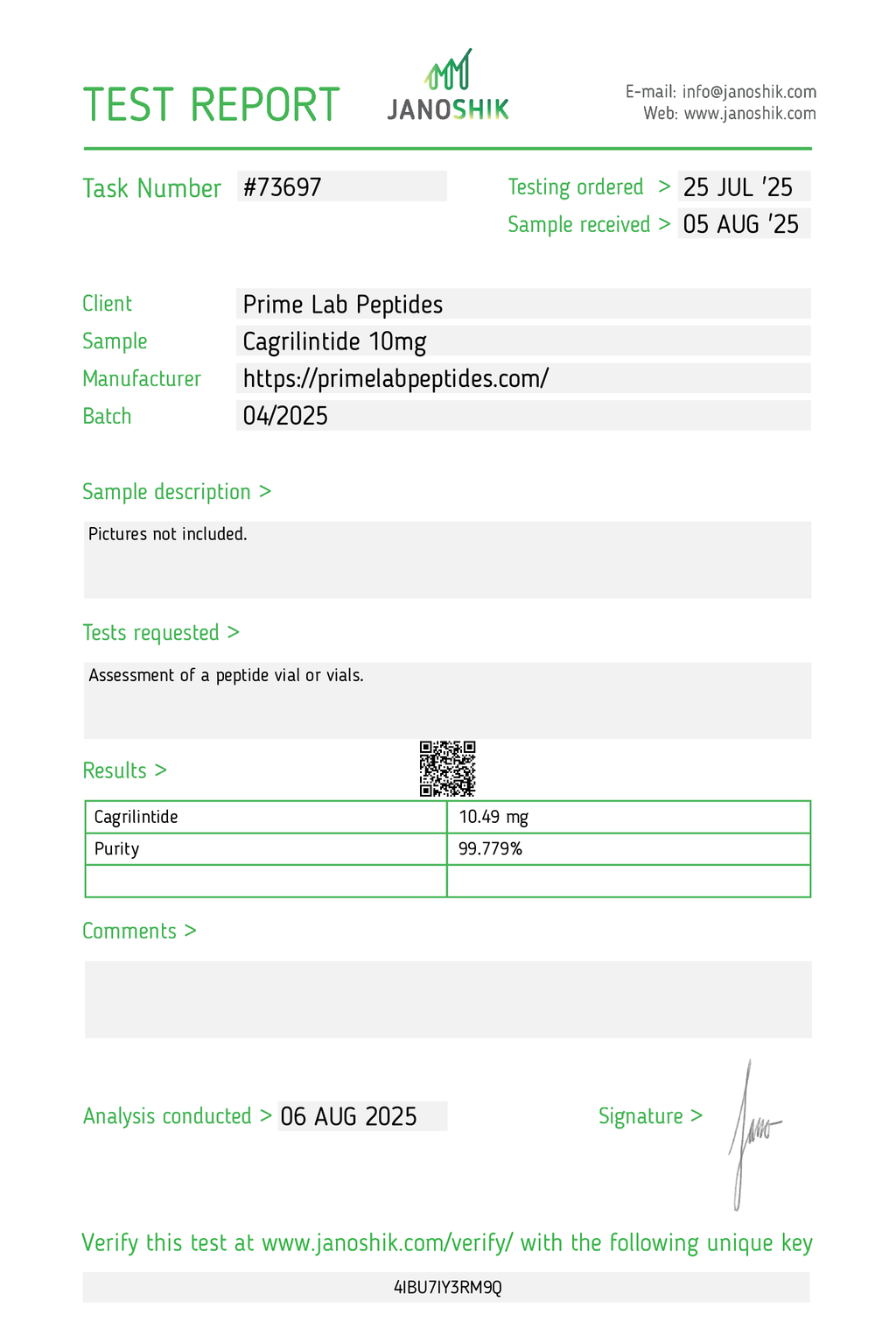 🔥（Weight Management）Cagrilintide – 10mg